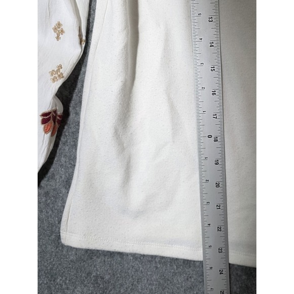 Anthropologie THML Top Blouse Floral Embroidered Puff Sleeves Boho Peasant sz XS - Picture 5 of 6